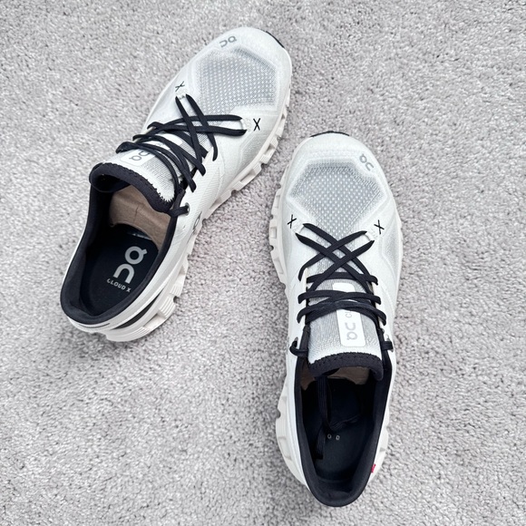 On Running Cloud X White and Black Athletic Sneakers - Picture 3 of 14